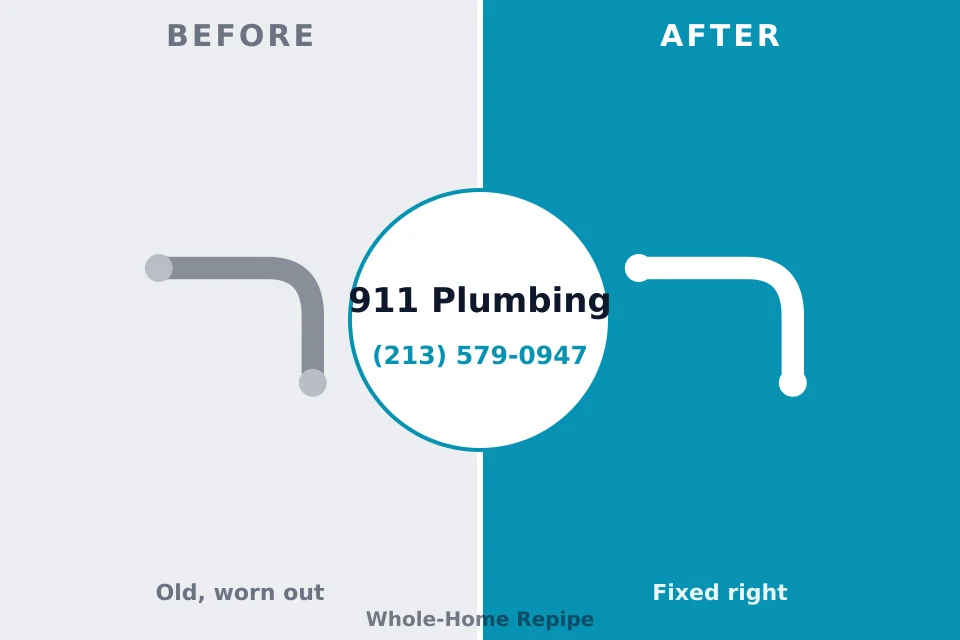 Before and after: plumbing repair Monette, AR